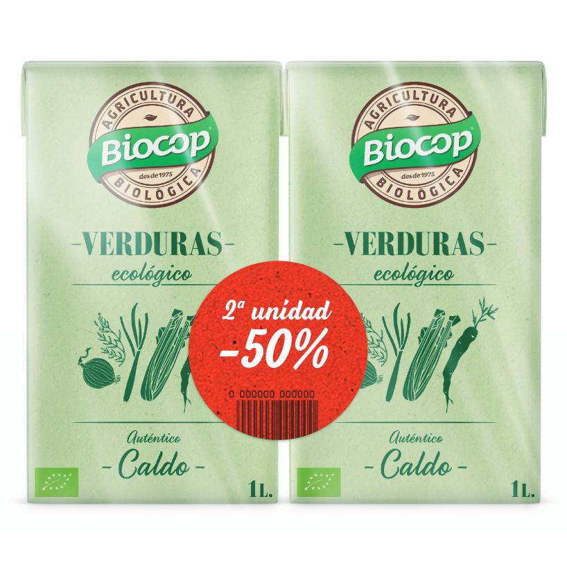 Caldo de Verduras Ecológico PROMO 50% DuoPack Biocop 1 L