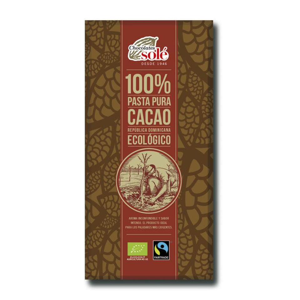 Pack 3x Pasta Pura 100% cacao en tableta Chocolates Solé 90 g
