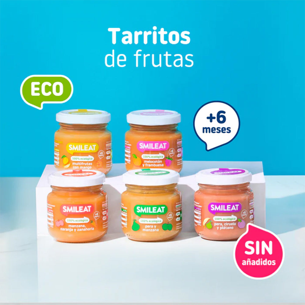 Pack 12x Tarrito de Pera y manzana +6 Meses Smileat, 130g