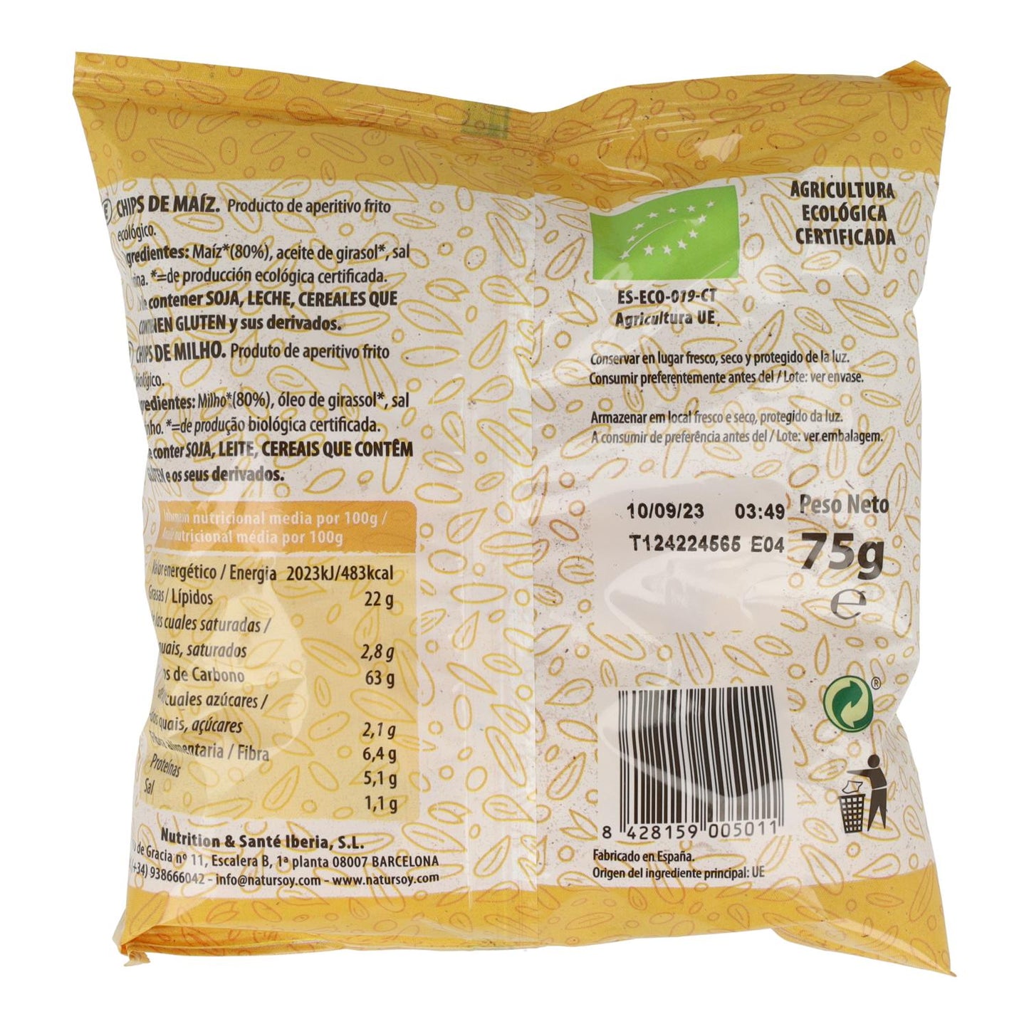 Chips de maíz Bio, Natursoy