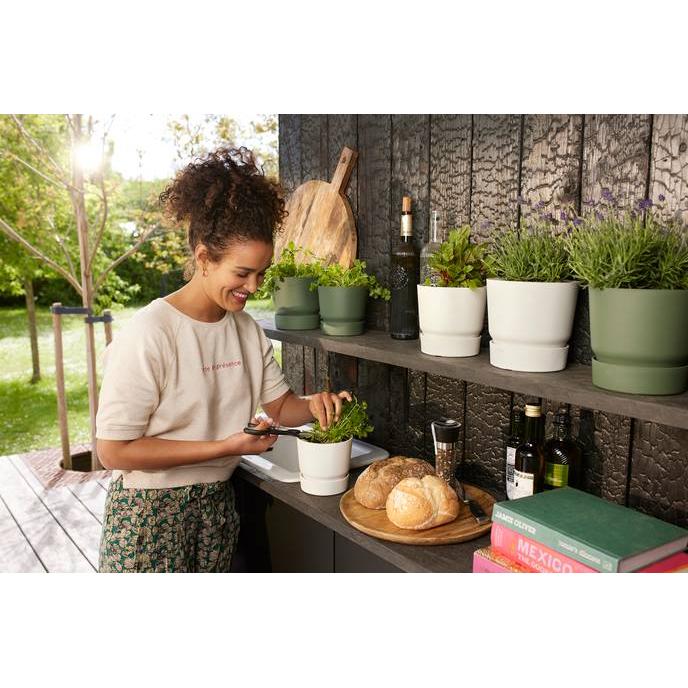 Macetero con plato integrado Greenville Elho Blanco 30 cm