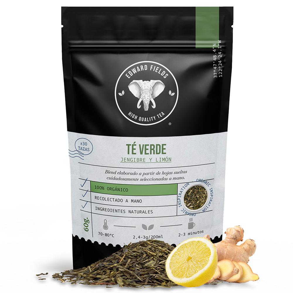 Té Verde con Jengibre y Limón, ecológico a granel Edward Fields 60 g