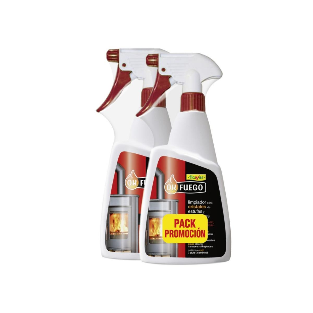 Pack Limpiador cristales estufas y chimeneas Okfuego 2 x 500 ml