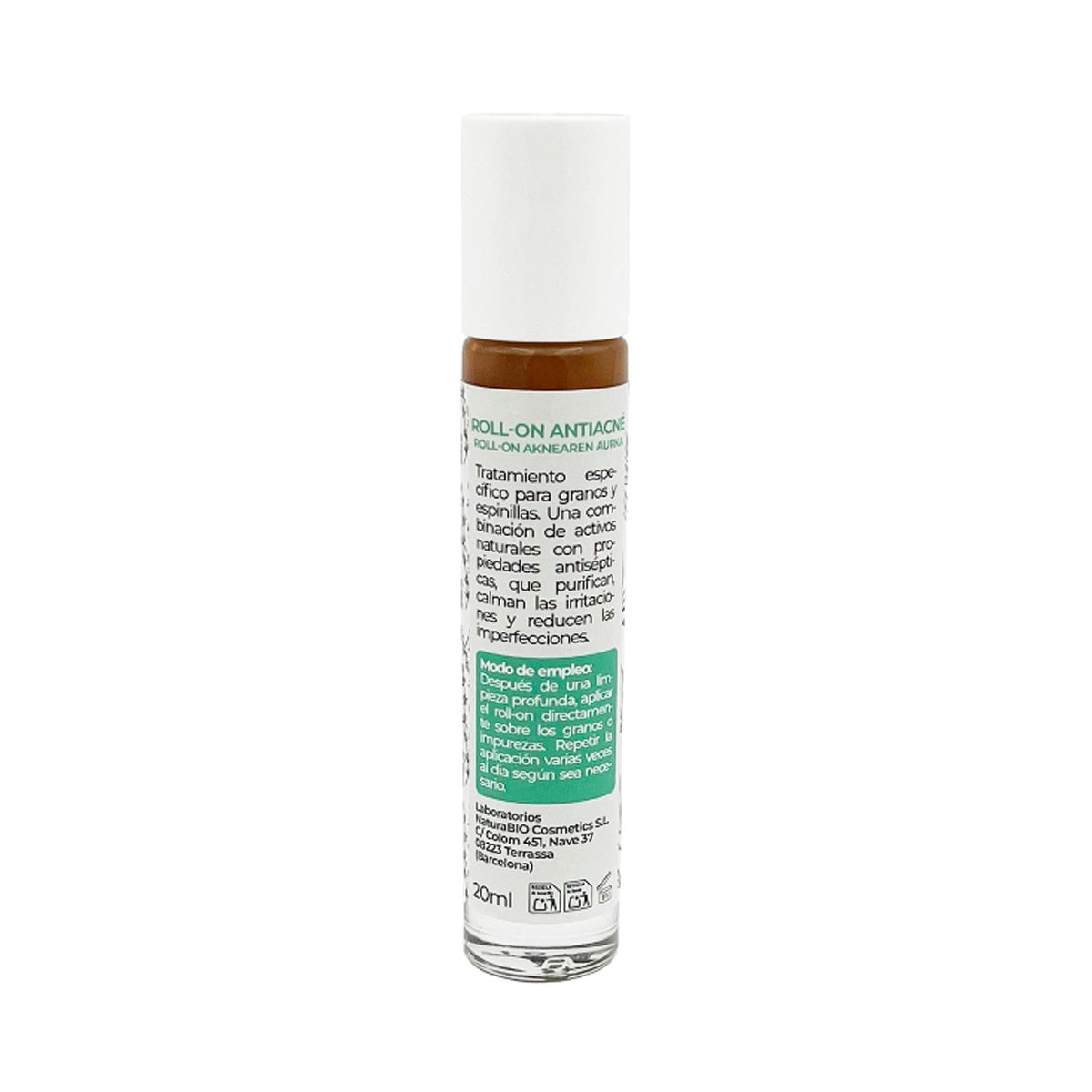 Roll-on antiacné purificante, árbol de té y tomillo, NaturaBIO Cosmetics, 20 ml