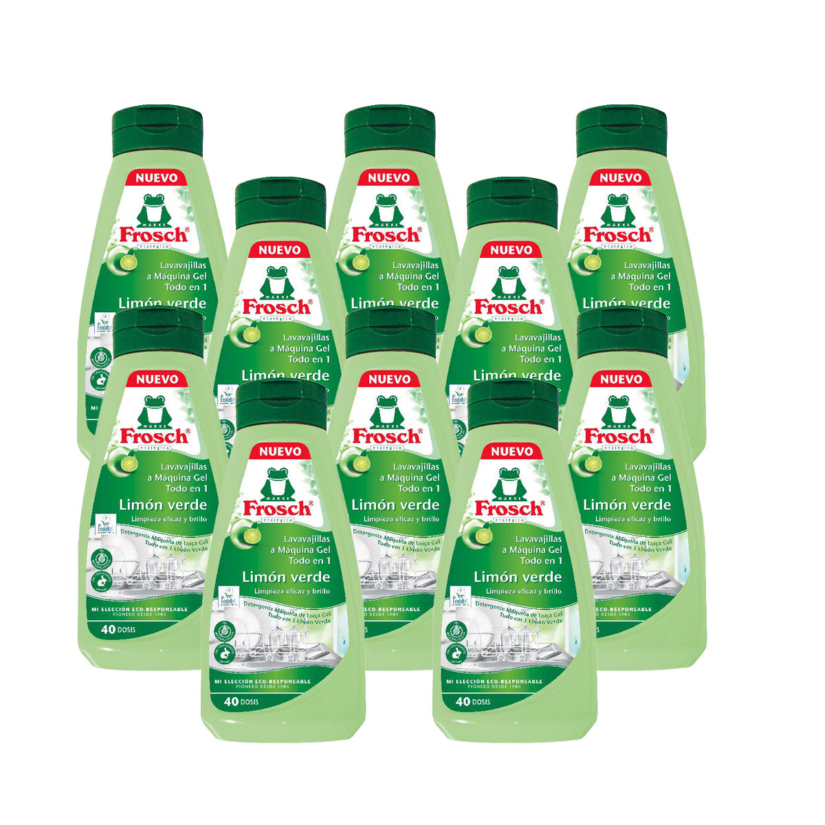 Pack 10x Lavavajillas Máquina Gel Limón Verde Frosch 650 g