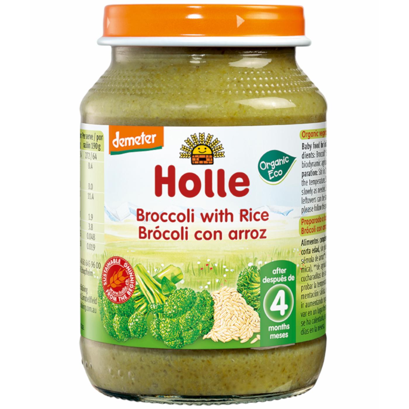 Tarrito ECO de brócoli con arroz Holle 190 g