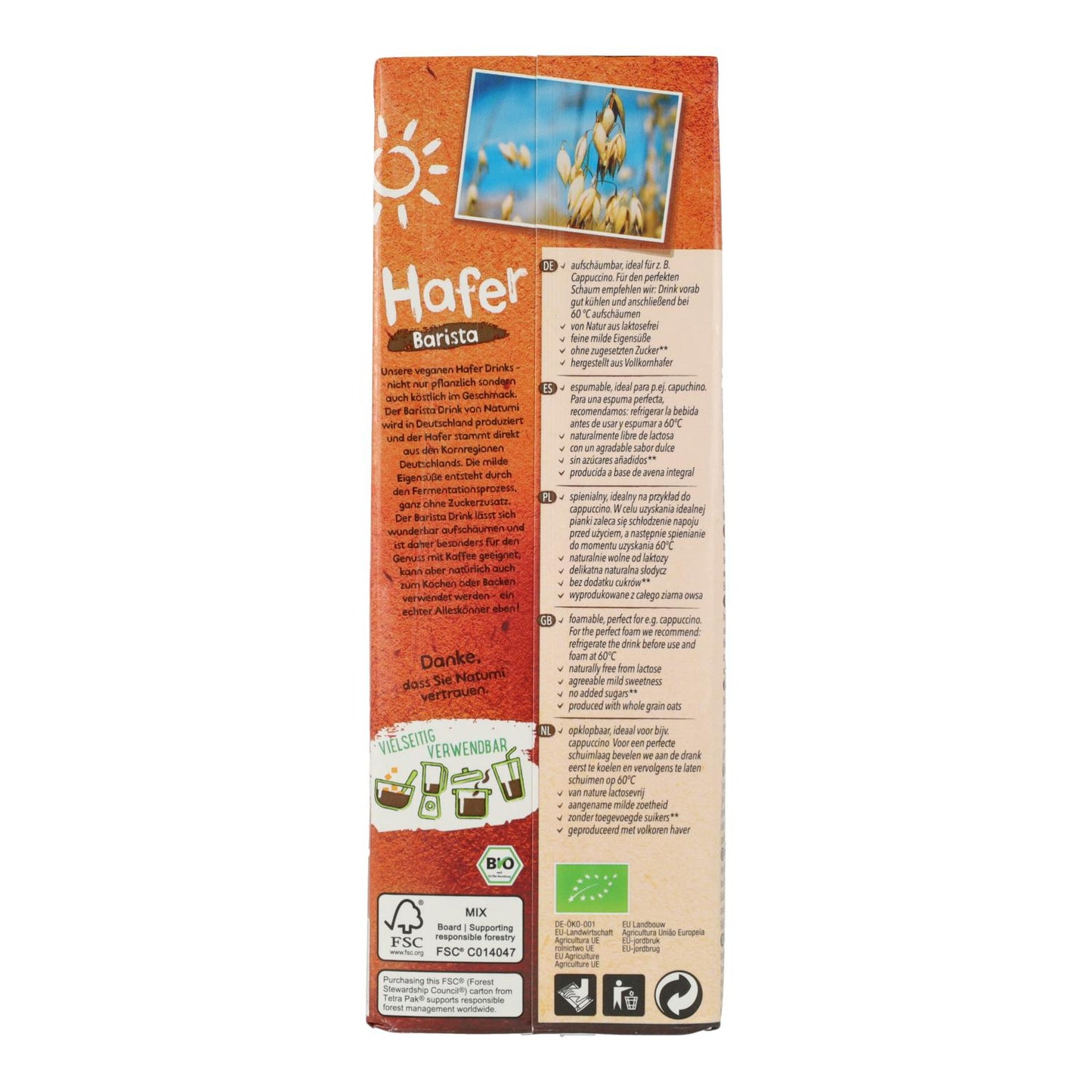 Pack 12 x Bebida Avena Barista BIO Natumi 1 L
