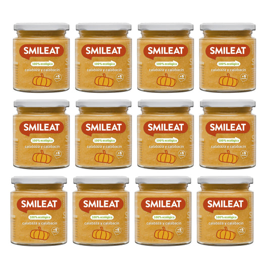 Pack 12x Tarrito BIO calabaza y calabacín +6 meses Smileat 230g