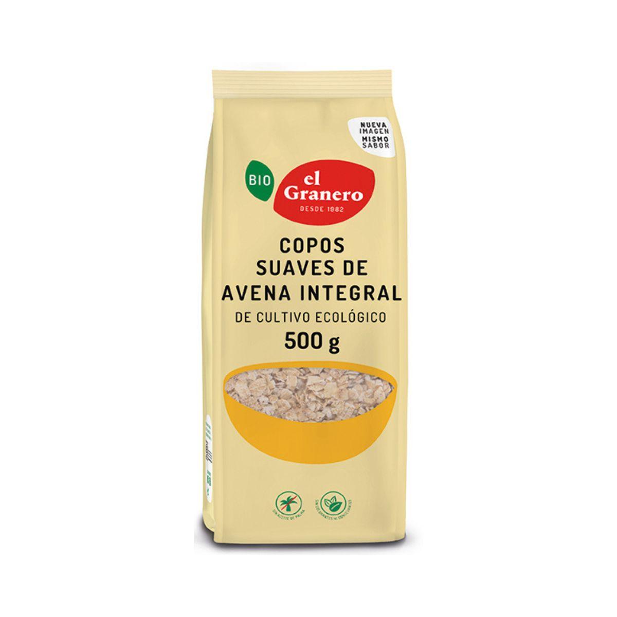 Copos suaves de avena integral BIO El Granero, 500g