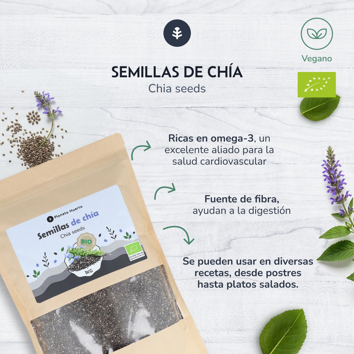 Semillas chía ECO Planeta Huerto 1 kg