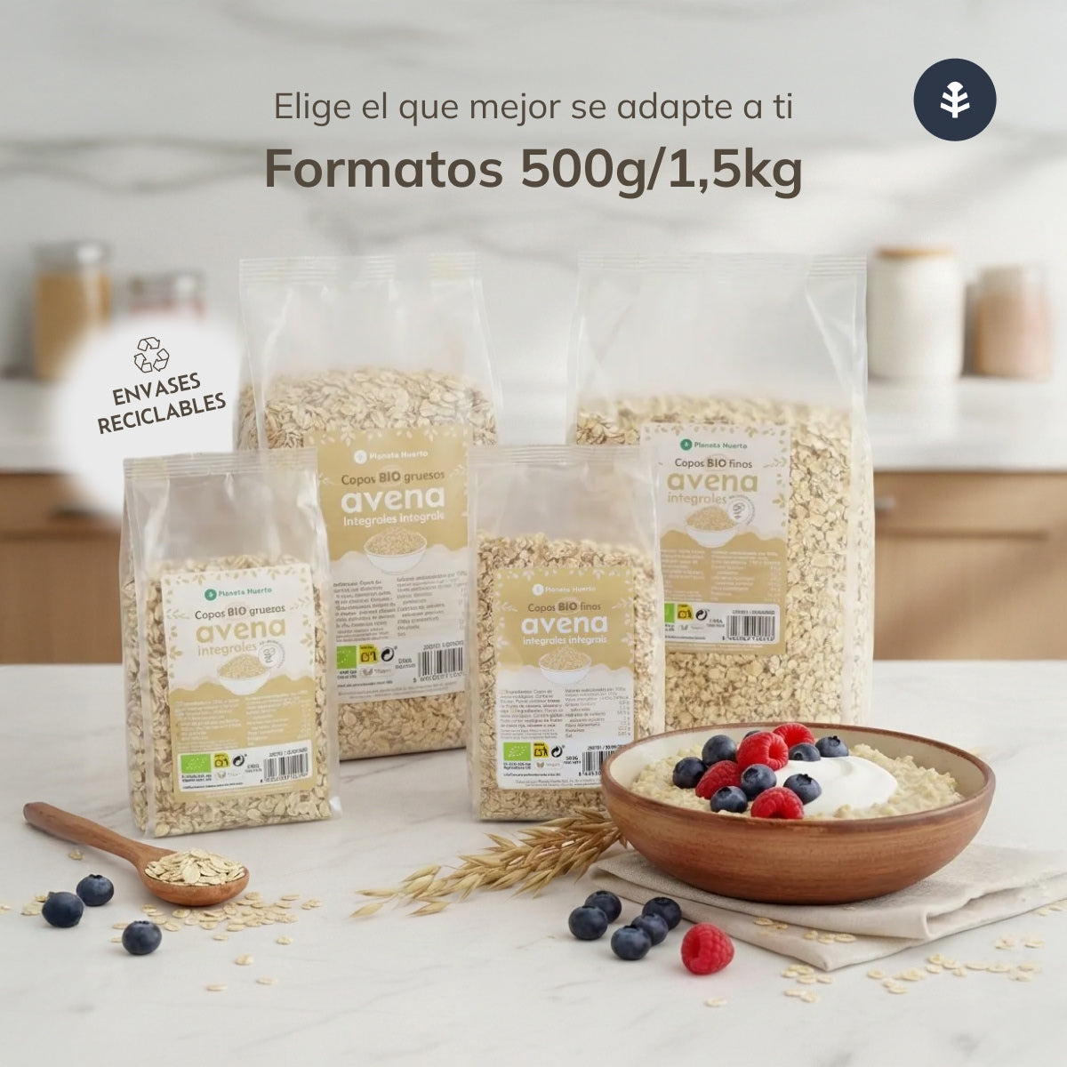 Copos de avena finos Sin Gluten ECO Planeta Huerto 500 g