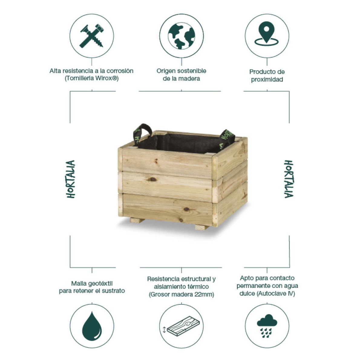 Jardinera de madera Pun Hortalia