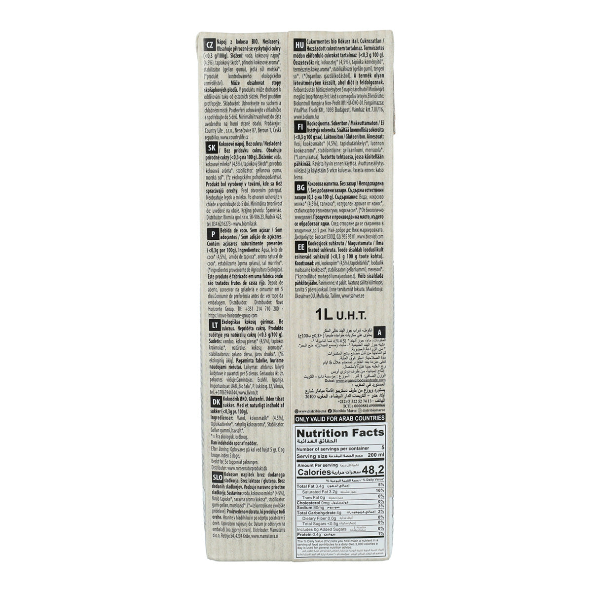 Pack 6x Bebida vegetal de Coco Classic Nature BIO Ecomil 1 L
