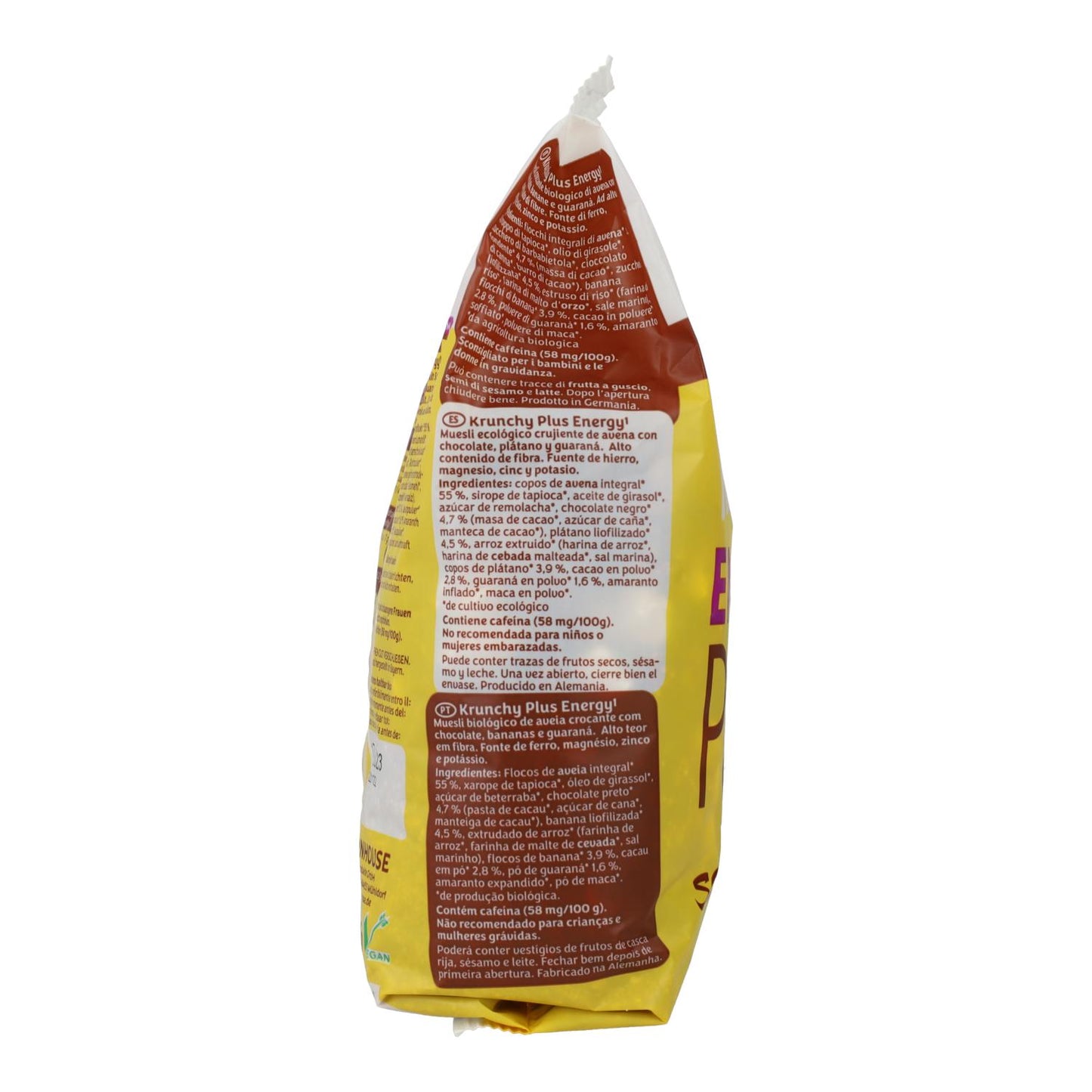 Muesli Krunchy Energy Plus de Chocolate, Plátano y Guaraná BIO Barnhouse 325 gr