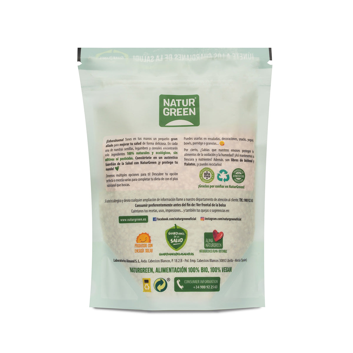 Copos de Quinoa real Bio Sin gluten NaturGreen 200 g