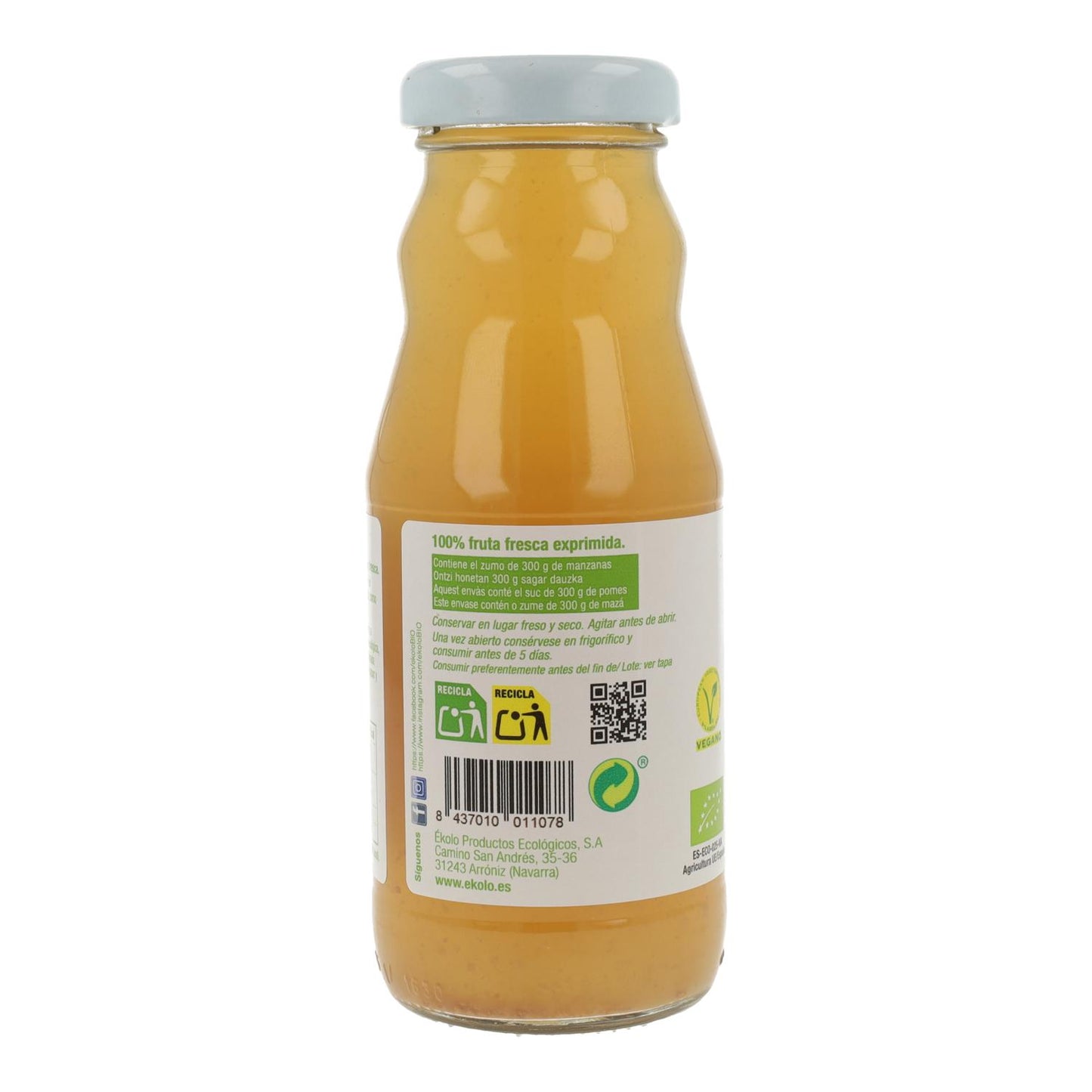 Zumo De Manzana Bio 100% exprimido Ékolo