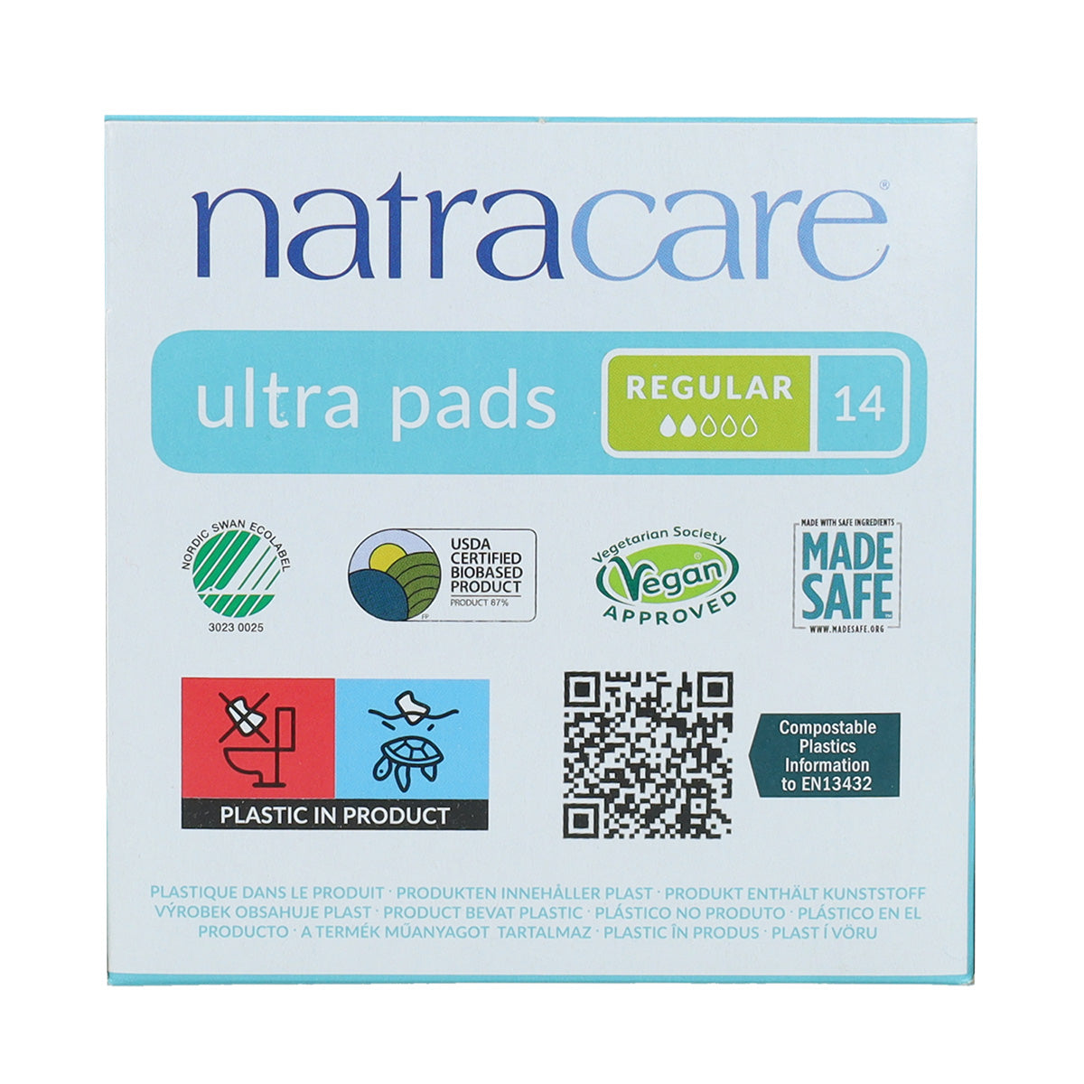 Compresa regular con alas bio Natracare 14 Uds