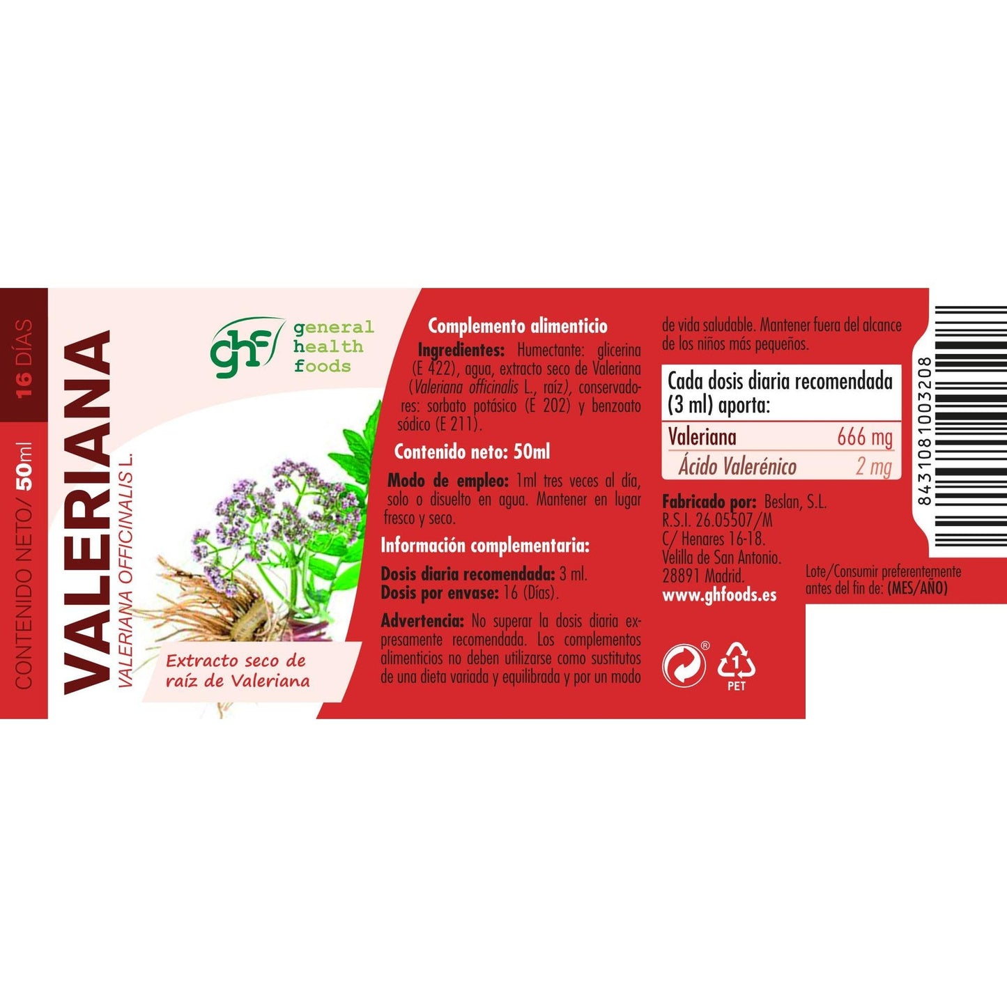 GHF Extracto de Valeriana 50 ml