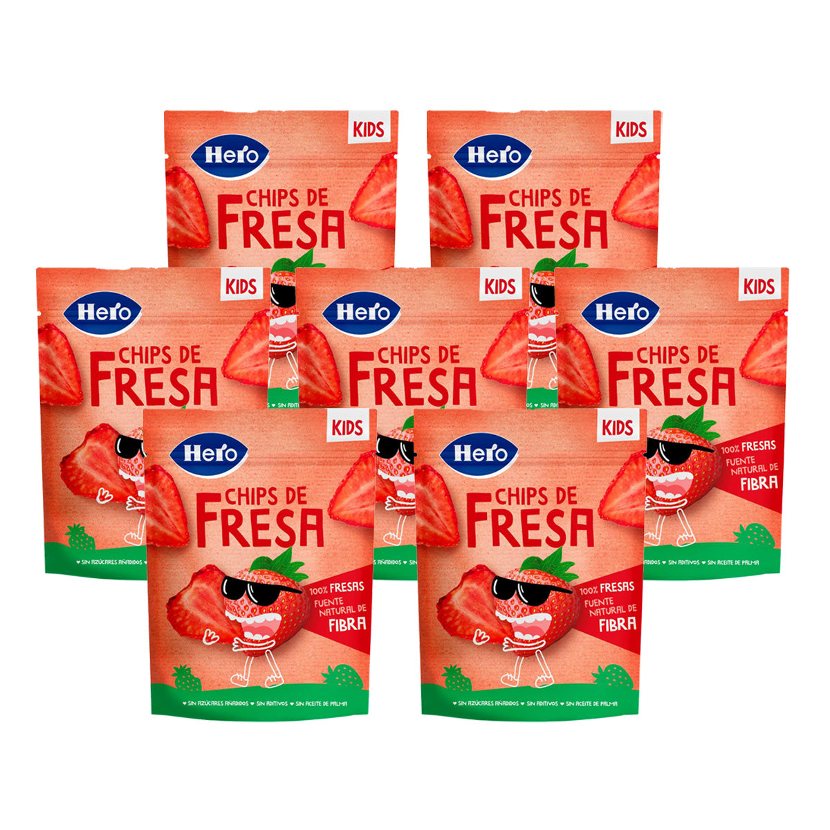 Pack 7x Chips de Fresa Hero Kids 12g
