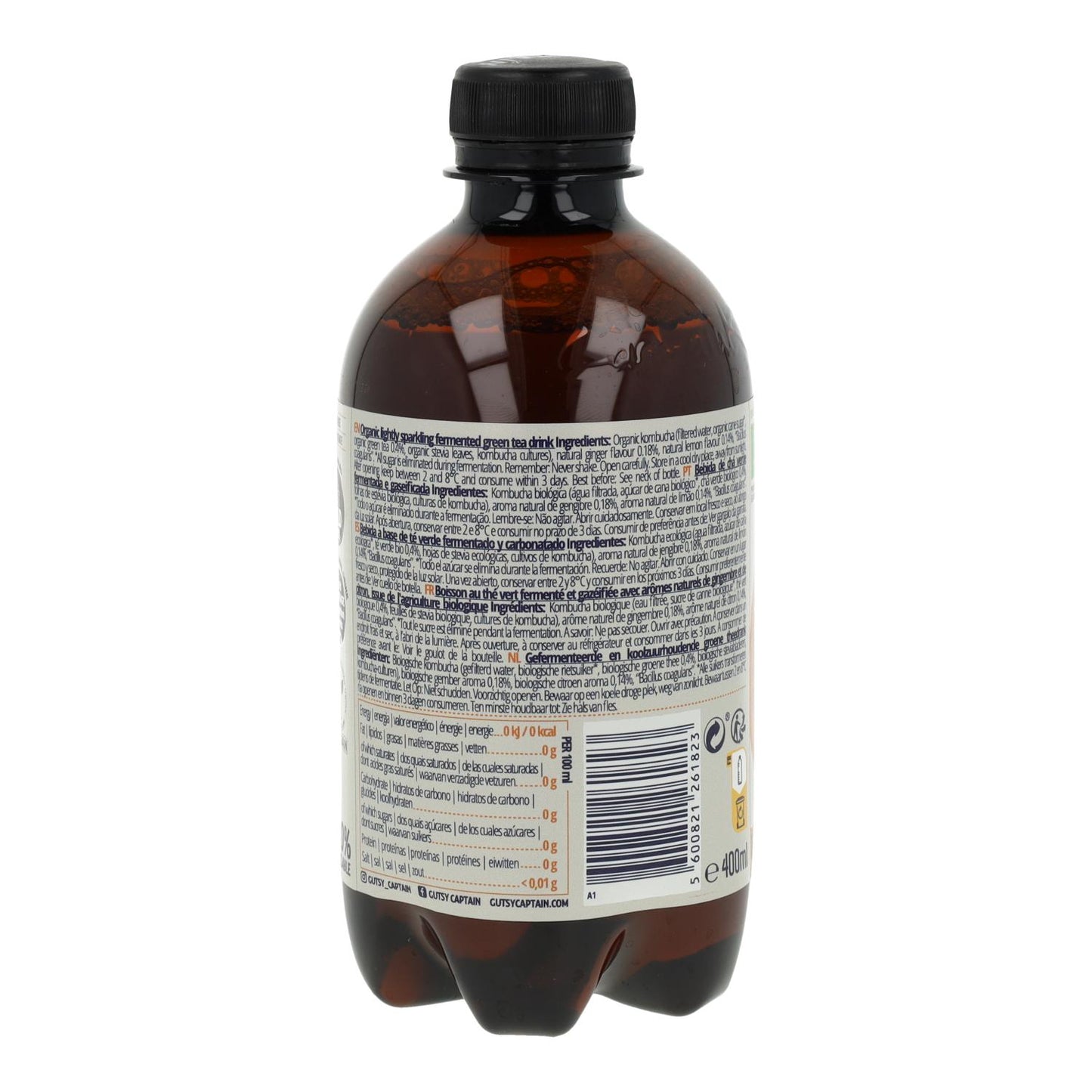 Kombucha Zero Ginger Lemon BIO Captain Kombucha 400ml