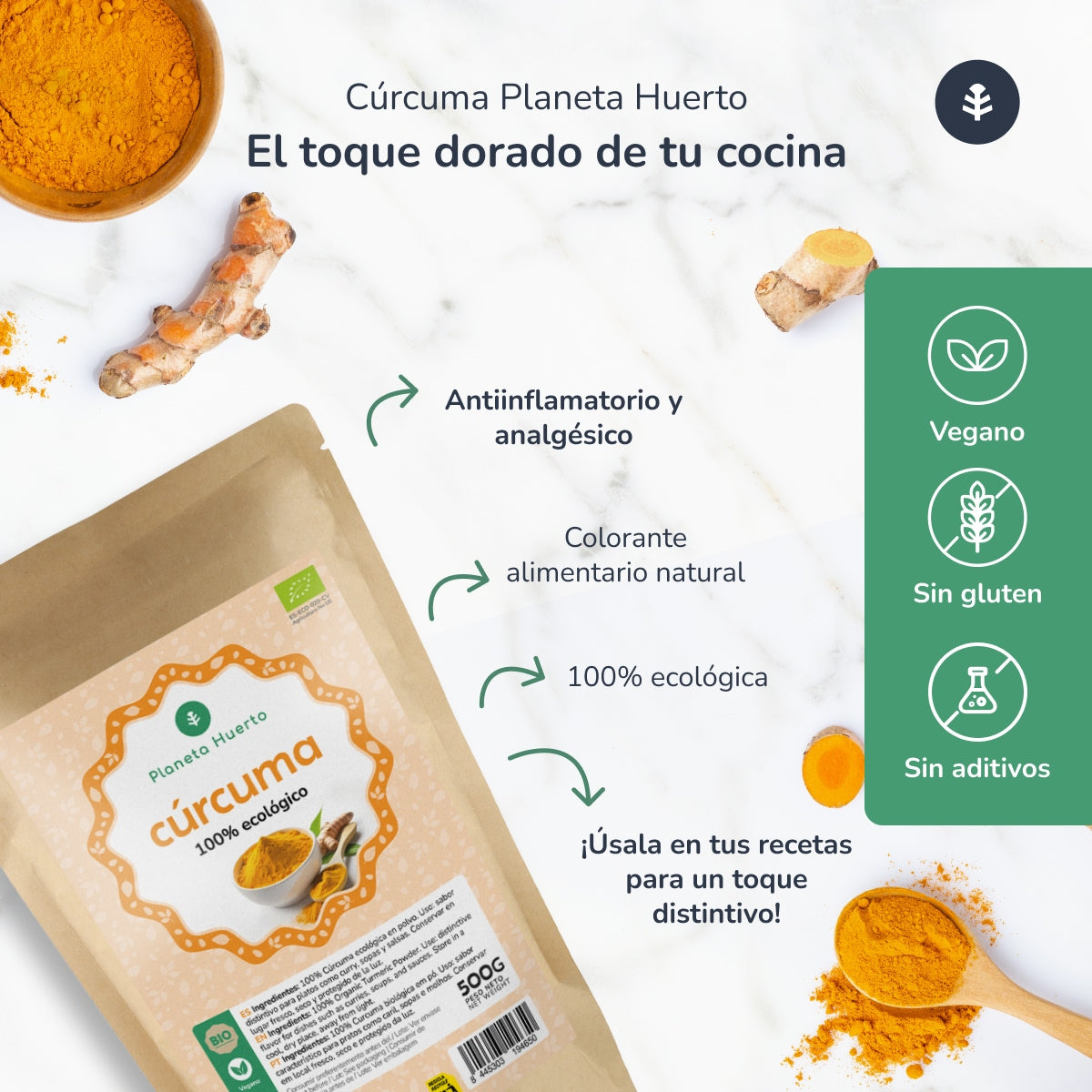 Cúrcuma en polvo ECO Planeta Huerto 500 g