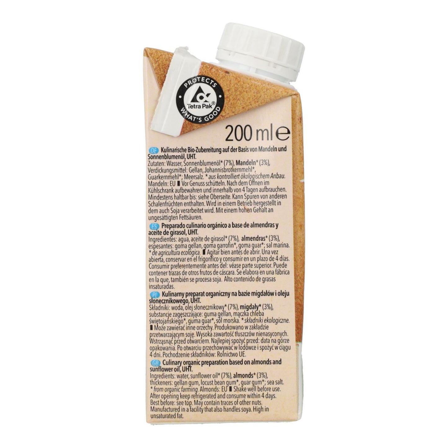 Crema para Cocinar a base de Almendra Natumi, 200 ml