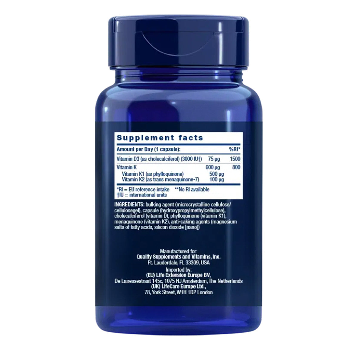 Vitamins D & K, Life Extension 60 cápsulas