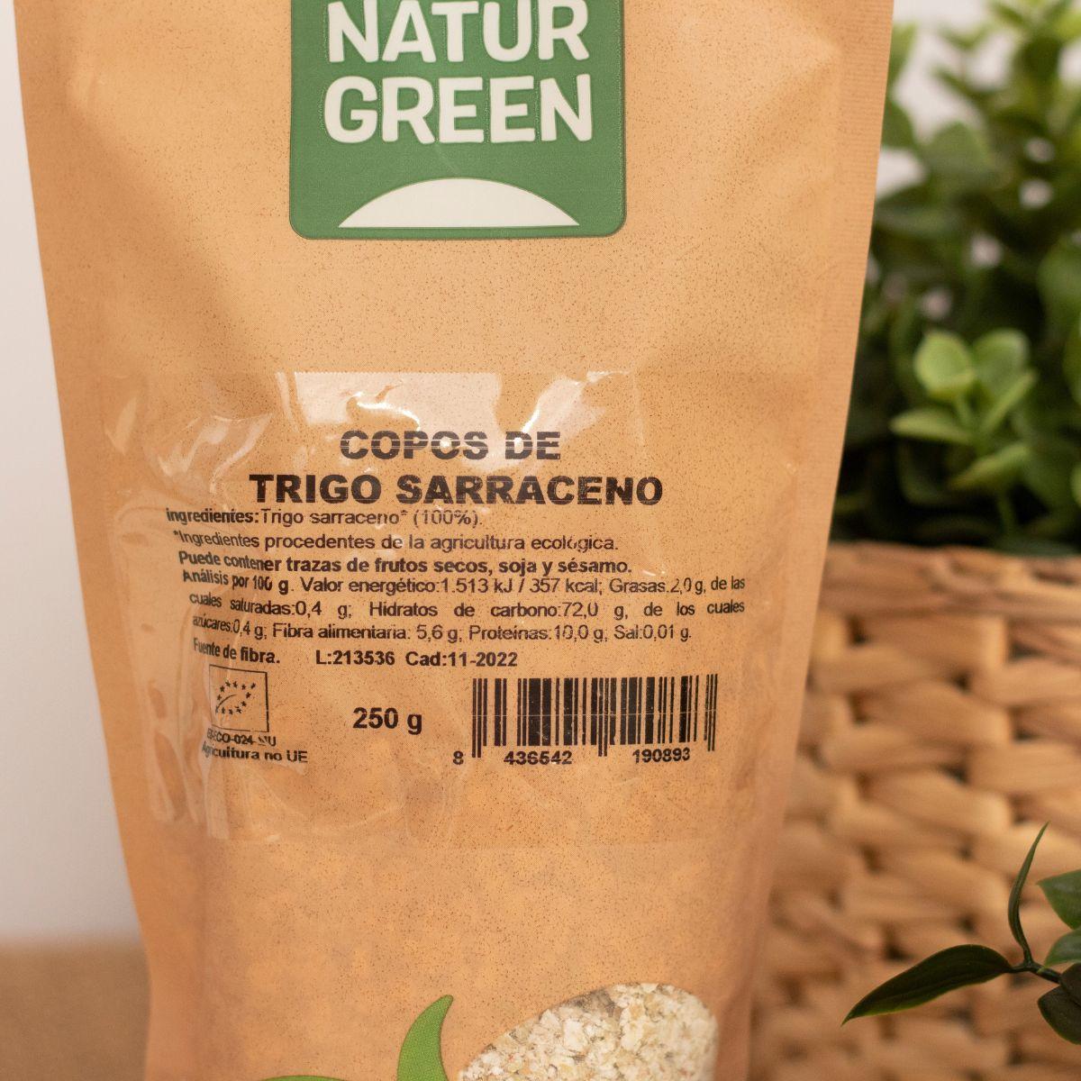 Copos de Trigo Sarraceno BIO Sin Gluten Naturgreen, 250 g
