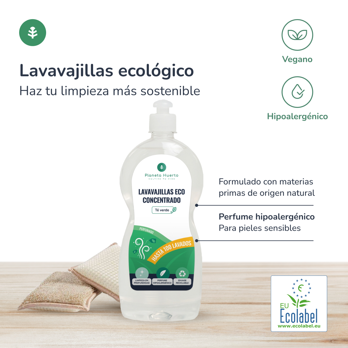 Pack 3xLavavajillas Manual Té Verde ECO Planeta Huerto 750ml