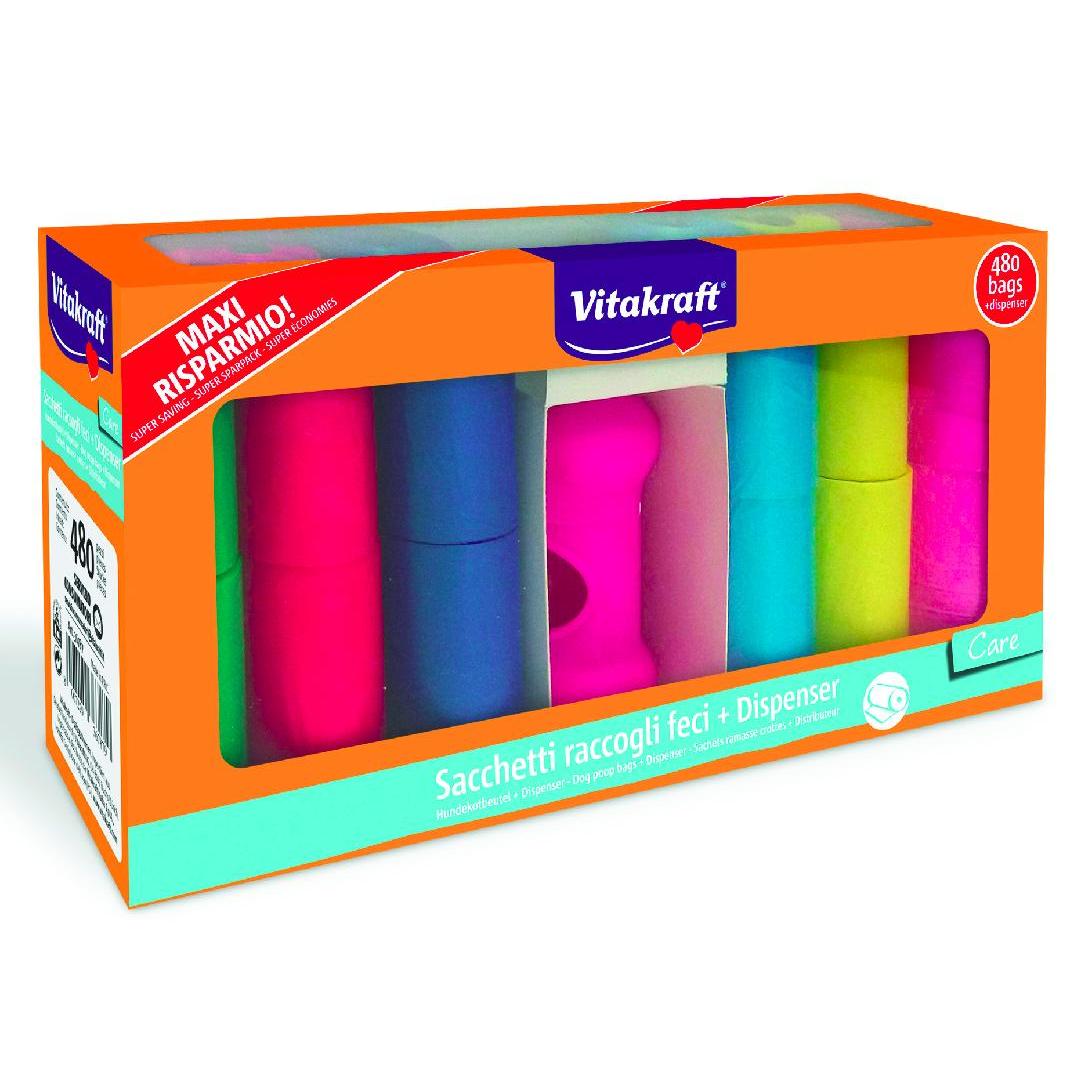 Vitakraft Pack bolsas higiénicas para excremetnos 480 bolsas + dispensador