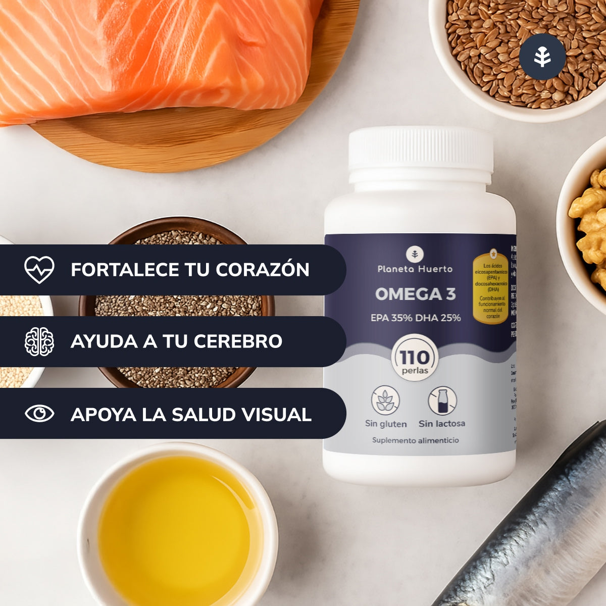 Omega 3 EPA 35% DHA 25% Planeta Huerto 110 Perlas
