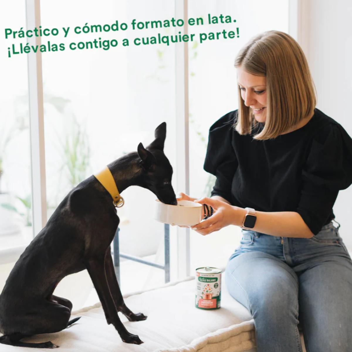Lata completa Guiso del Pescador con Salmón y Cerdo para Perros Wild Balance 400gr