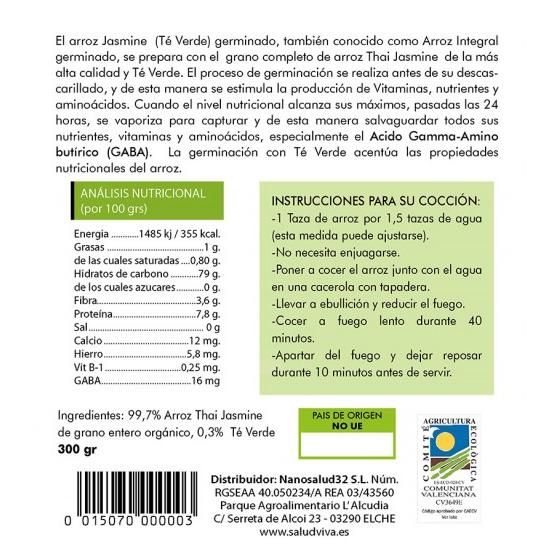 Arroz Thai al te verde germinado Salud Viva 300 g