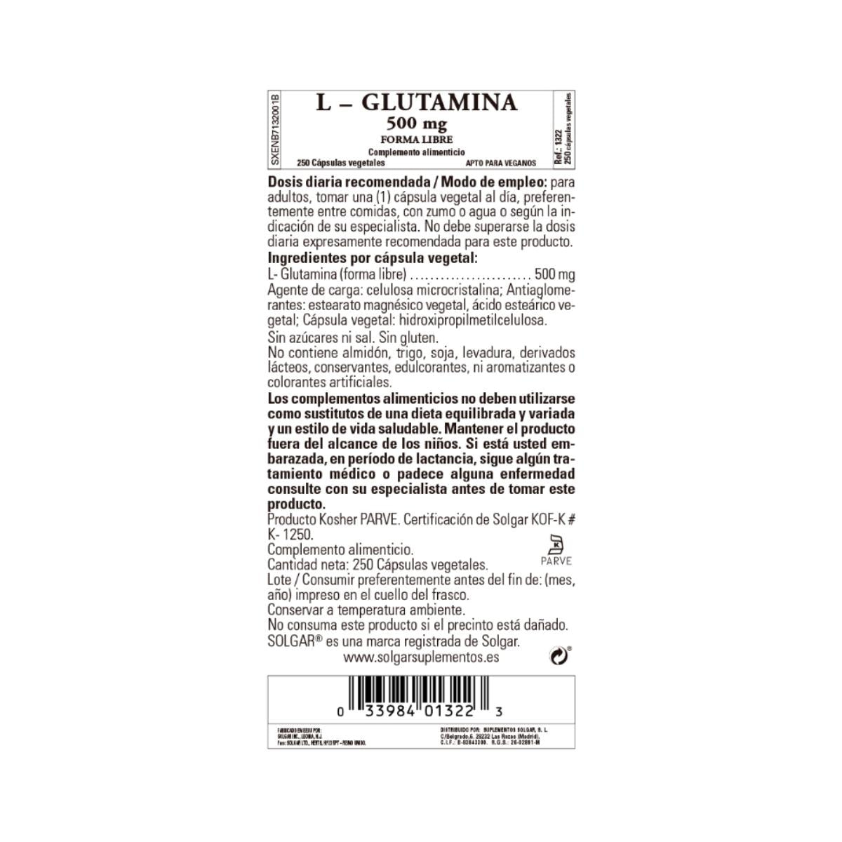 L-Glutamina 50 cápsulas vegetales