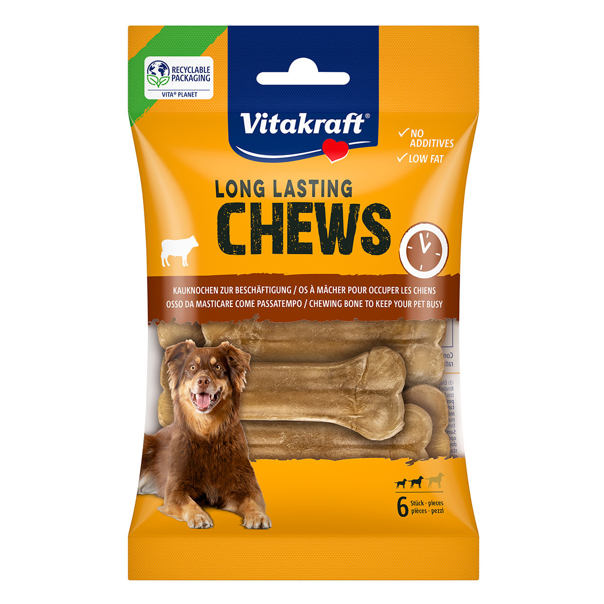 Chews intensos de hueso para perro Vitakraft 8cm, 6 piezas