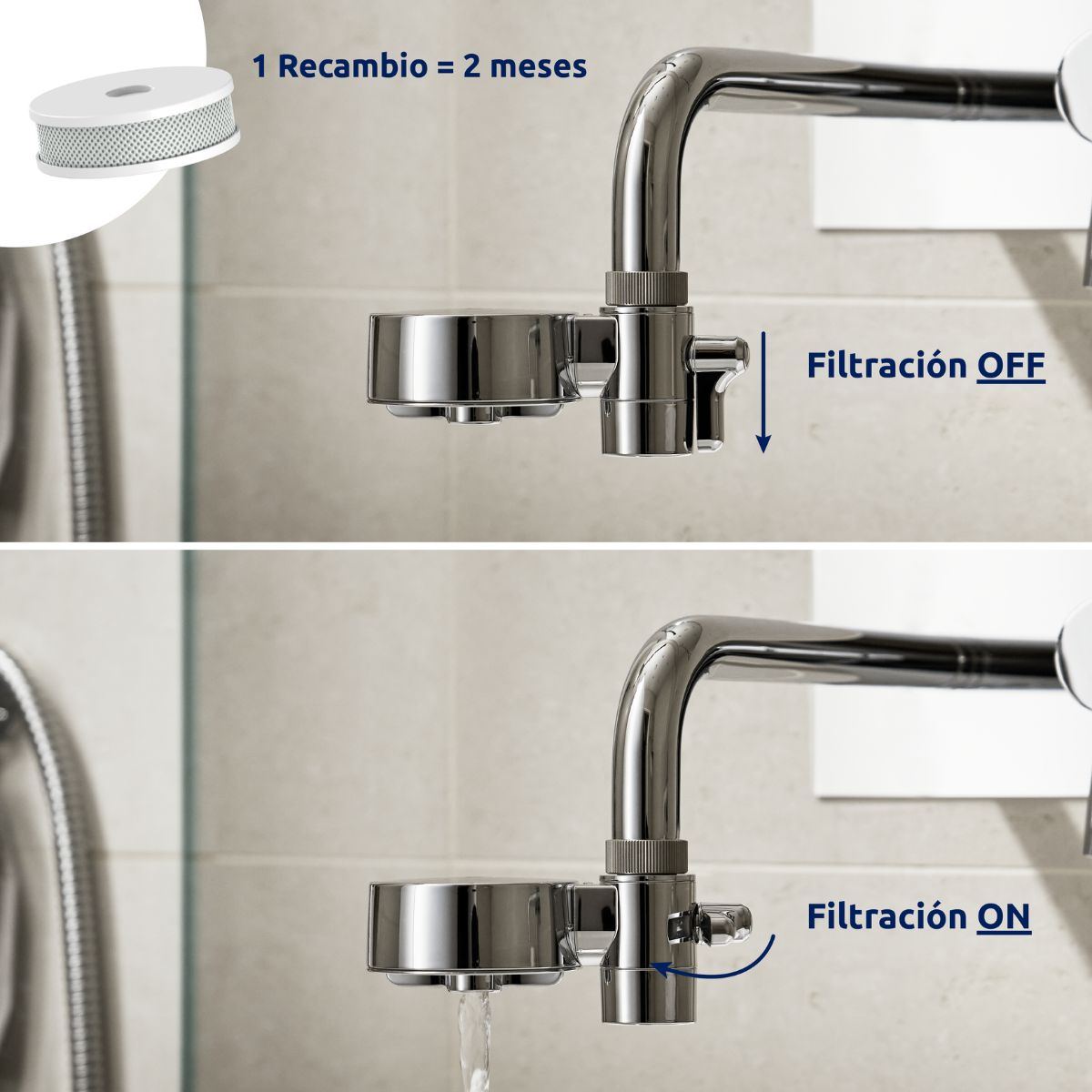 Filtro de agua para grifo EcoPro Compact Tappwater Cromo