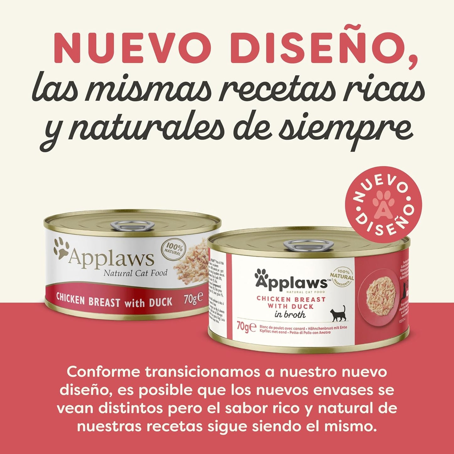 Applaws Cat Lata Pollo y pato 70g Comida húmeda para gatos natural grain free