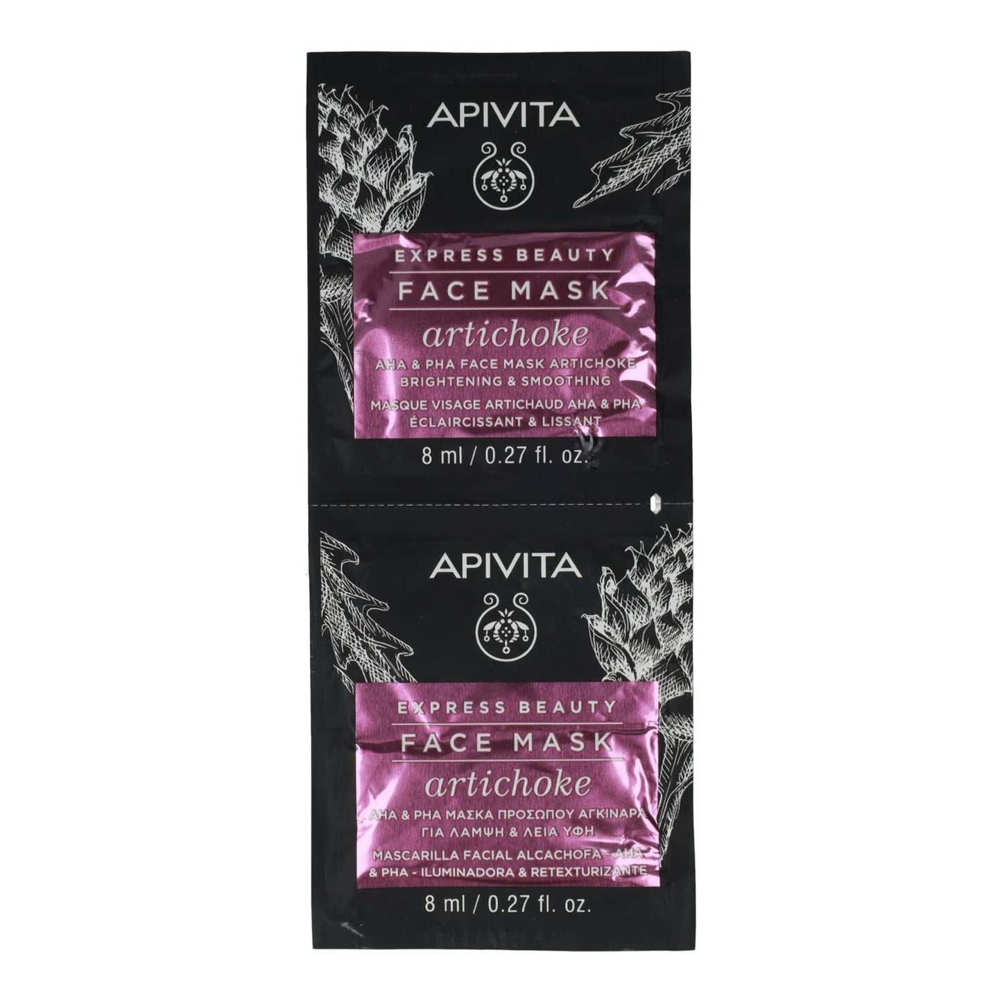 Mascarilla Iluminadora y Retexturizante con Alcachofa Apivita 2x8 ml Express Beauty