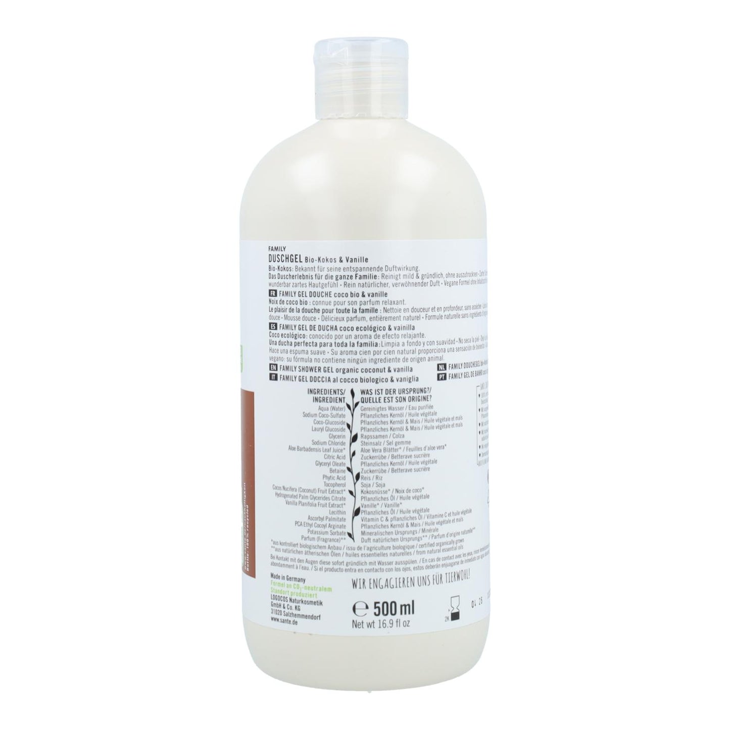Gel de baño bio Coco y Vainilla Sante 500ml