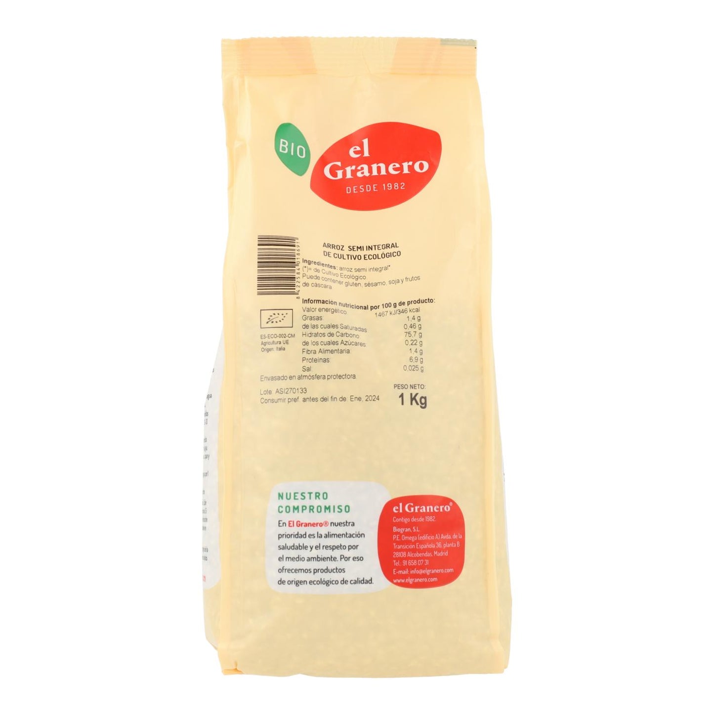 Arroz semi integral Bio El Granero 1 kg