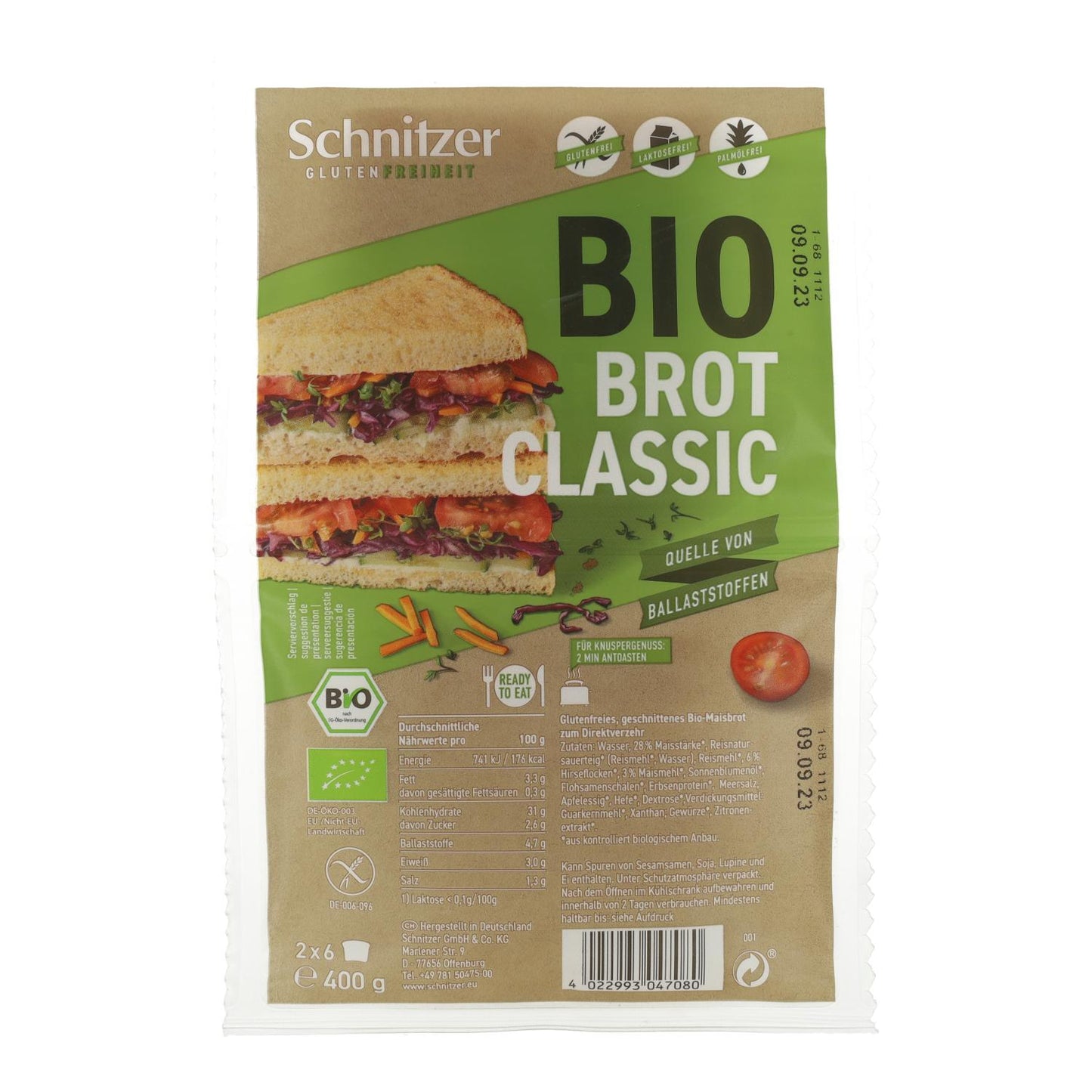 Pan de Molde Rebanadas Blanca Bio Schnitzer 400 g