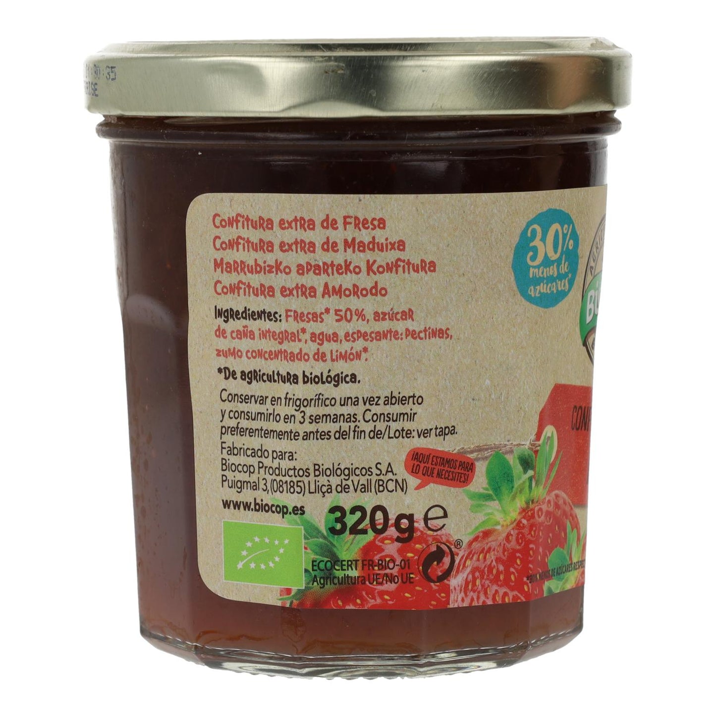 Confitura Extra de Fresa Biocop 320g