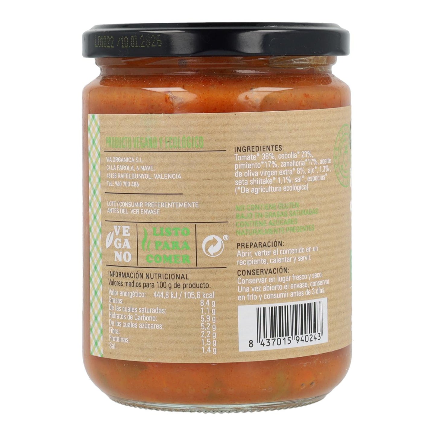 Pisto Ecológico con Shiitake Carlota 425 g