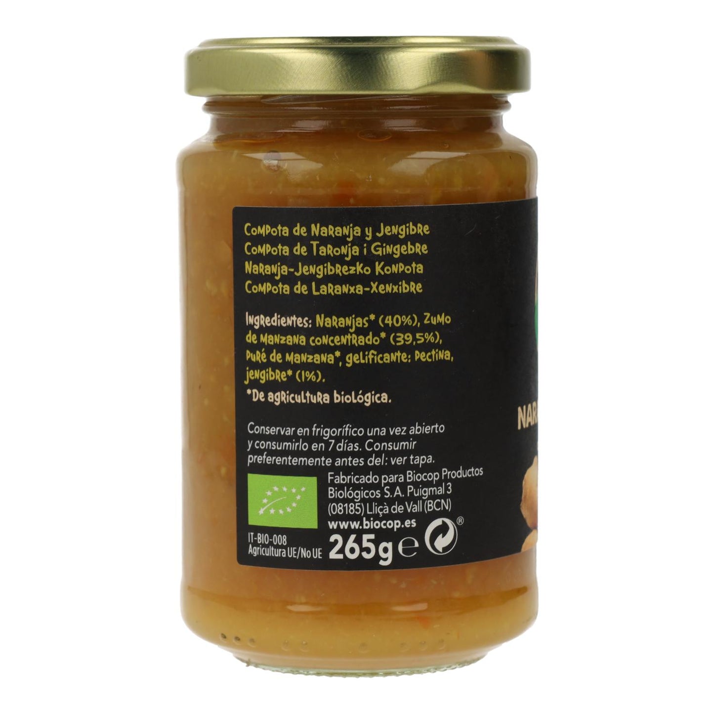 Compota de Naranja y Jengibre BIO Biocop, 265 g