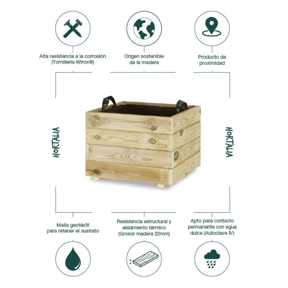 Jardinera de madera Pun Hortalia