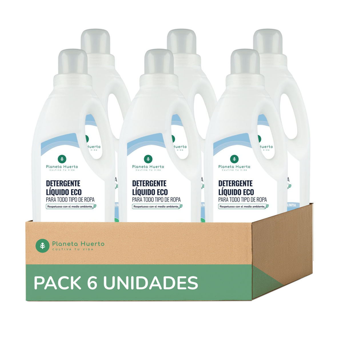 Pack 6xDetergente Líquido Ropa ECO Aroma natural a ropa limpia Planeta Huerto   1,5 Litros
