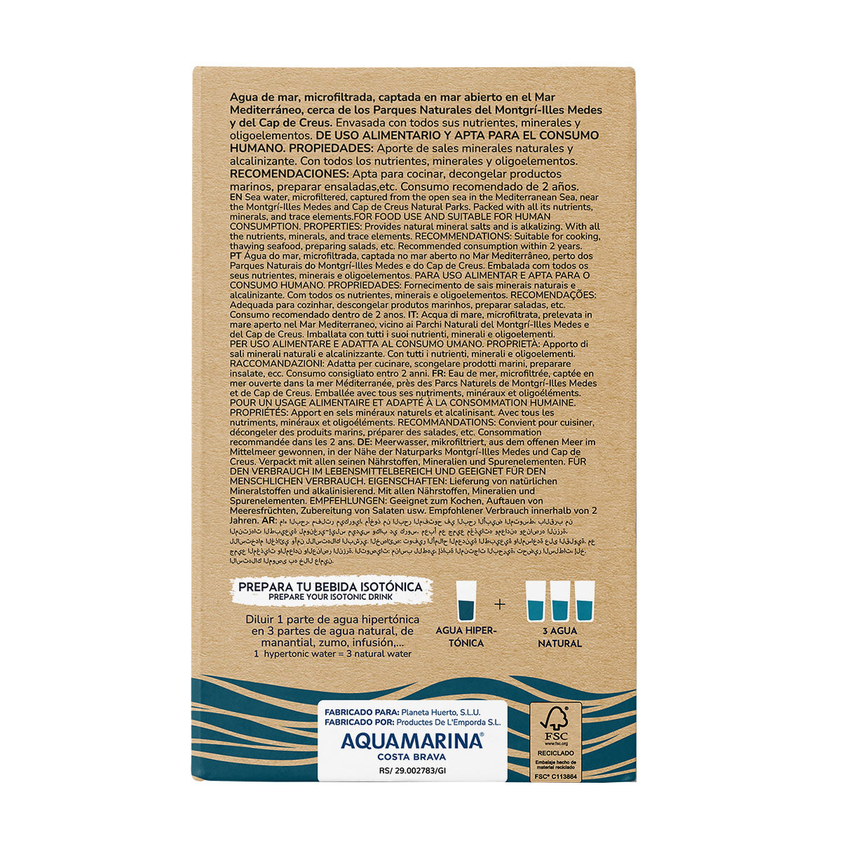 Agua De Mar Hipertónica Planeta Huerto 10 L