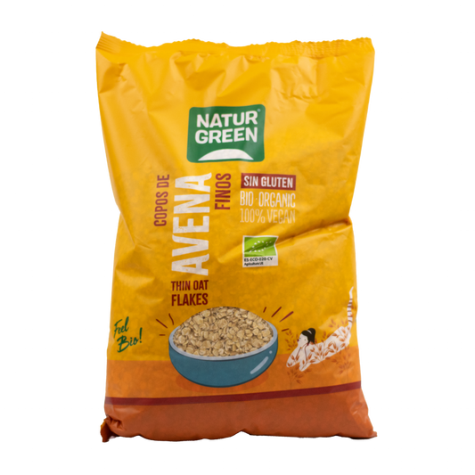 Copos de Avena Finos Sin Gluten Bio NaturGreen, 1 Kg