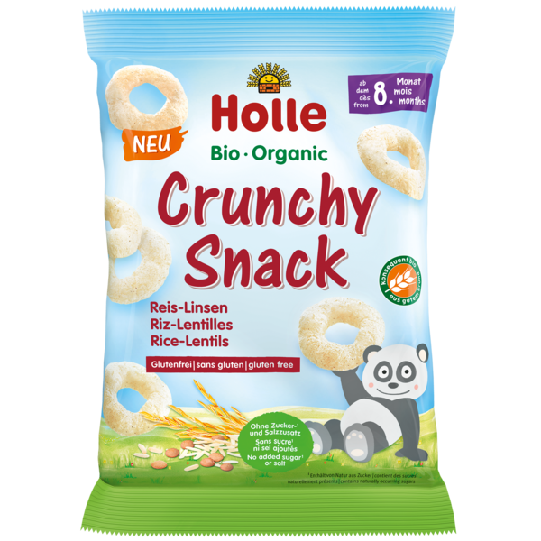 Snacks Crujientes de Arroz con Lenteja (desde el 8º mes), Holle, 25g