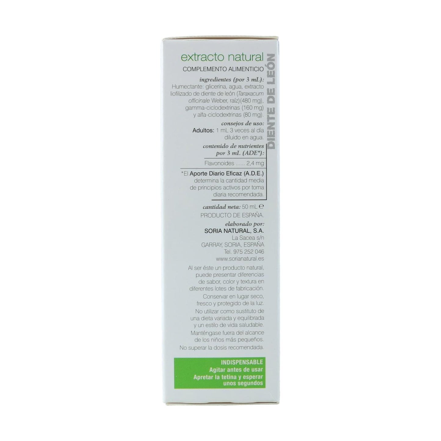 Extracto de Diente de león Soria Natural, 50 ml